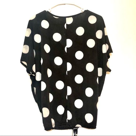 Lavish Black & White Polka Dot Shirt Women’s L - Picture 8 of 16